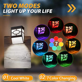 Solar Fence Lights RGB 7-Color LED Wall Lamps Outdoor Garden Deck Step